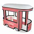 Pink Vintage Food Cart With 1988 Sign Young 1984 Logo And Transparent Windows