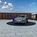 Blue Grand Cherokee L SUV Displayed In Outdoor Parking Area With Building Background