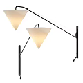 Modern Wall Lamp With Black Metal Arm And Triangular White Shades 3d model
