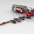 Diverse Functional Vehicles Collection With Fire Truck Ambulance Police Car and Train