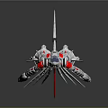 Future Spacecraft Design With Sleek Silver Body Red Accents And Transparent Cockpit