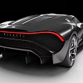 Black Bugatti Sports Car With Sleek Modern Design Red Logo And Sporty Wheels