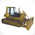 Yellow Komatsu Tracked Bulldozer With Front Blade And Cab For Construction Work