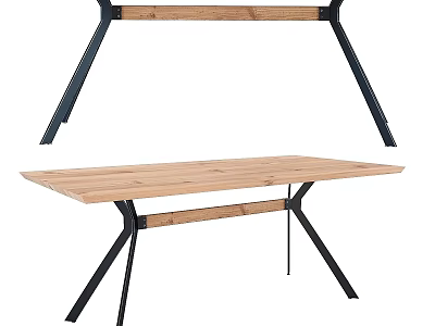 Sleek Modern Functional Desk With Solid Wooden Tabletop And Sturdy Metal Legs Design 3d model