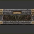 Decorative Storage Box With Sun Motif Dark Textured Surface And Brass Corners