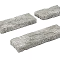 Three Natural Gray Textured Rectangular Stone Slabs For Decorative Building Applications