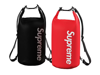 Supreme Waterproof Dry Bags in Black and Red with Adjustable Straps and Top Handle 3d model