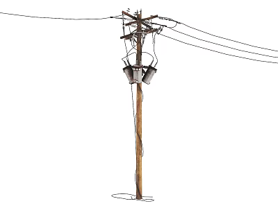 Industrial Equipment Utility Pole Supporting Power Lines For Electrical Transmission 3d model