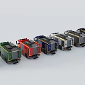 Colorful Utility Vehicles Lineup With Various Service Truck Hues