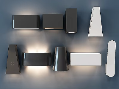 Modern Wall Lamps With Different Shapes Black And White Contemporary Home Decor 3d model