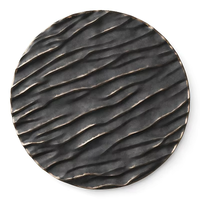 Modern Circular Wall Decor with Textured Metallic Surface Embossed Dark Design and Golden Accent Lines 3d model