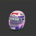 Modern Weapon Themed Racing Helmet Featuring Honda Marboro Logos And Blue White Red Colors