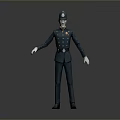 3D Police Officer Character Model in Dark Blue Uniform With Hat And Badge
