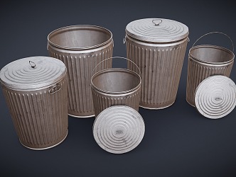 Iron bucket trash can 3d model