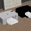 Two Office Printers White And Black On Desk Printing Documents 3d model