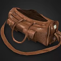 Brown Leather Duffel Bag with Handles and Adjustable Shoulder Strap Classic Design 3d model