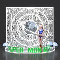 Super Monkey Themed Photo Spot With Illuminated Moon Display And Circular Patterns 3d model