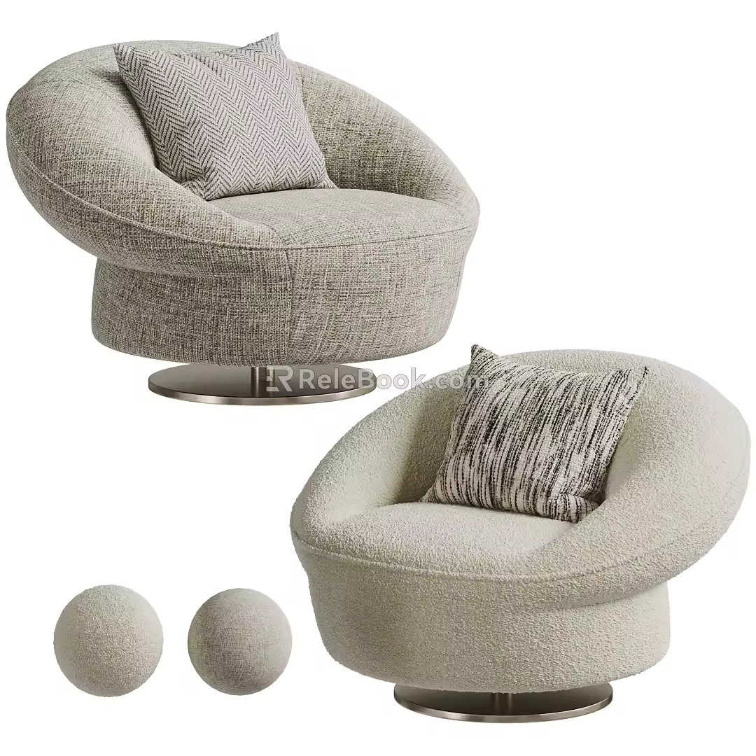 Modern Single Sofa Fabric Single Sofa Cream Single Sofa Casual Chair 3d model