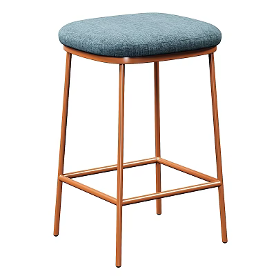 Modern Tall Bar Stool With Blue Padded Seat And Metal Frame Design 3d model