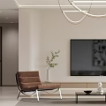 Modern Living and Dining Room With Beige Sofa Geometric Artwork Black Coffee Table And Chandelier