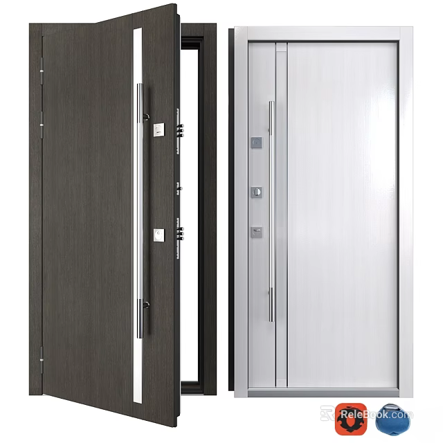 Modern Swing Door Designs With Wooden And Metal Finishes Sleek Handles 3d model 