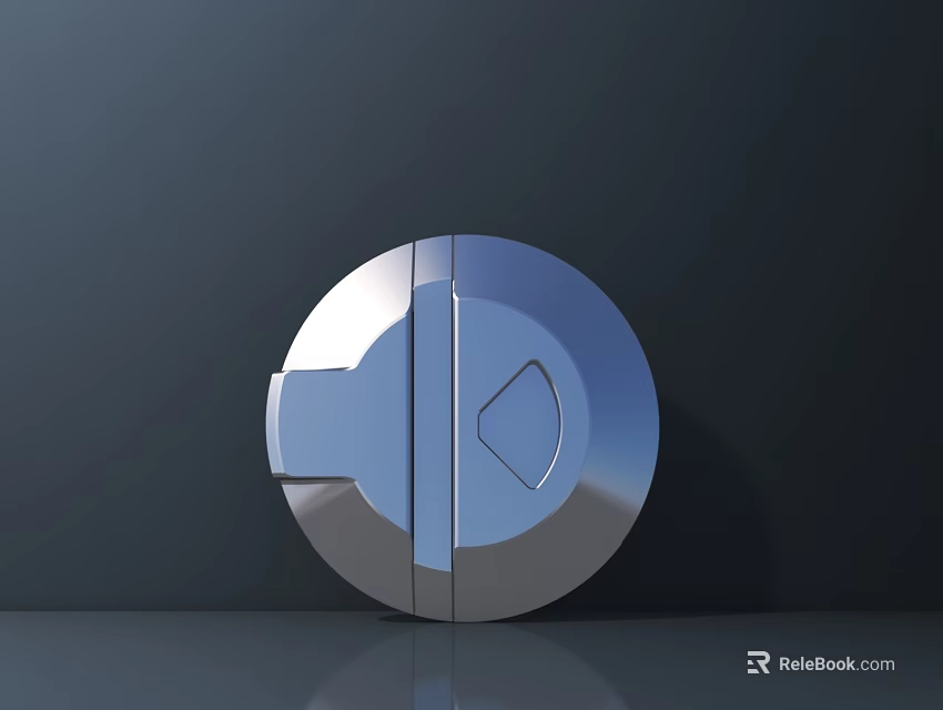 Modern Metallic Door Handle With Circular Design And Sleek Shiny Surface 3d model 