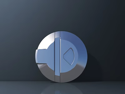 Modern Metallic Door Handle With Circular Design And Sleek Shiny Surface 3d model