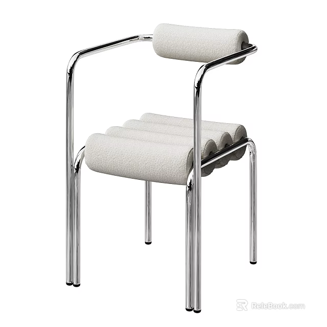 Modern Dining Chair with Chrome Metal Frame Upholstered Seat and Backrest Sleek Contemporary Design 3d model 