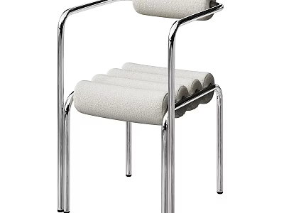 Modern Dining Chair with Chrome Metal Frame Upholstered Seat and Backrest Sleek Contemporary Design 3d model