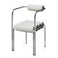 Modern Dining Chair with Chrome Metal Frame Upholstered Seat and Backrest Sleek Contemporary Design