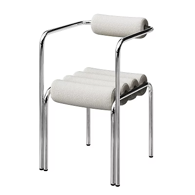 Modern Dining Chair with Chrome Metal Frame Upholstered Seat and Backrest Sleek Contemporary Design 3d model