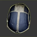 Futuristic Combat Helmet With Blue And White Stripe Silver Metallic Visor