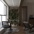 Cozy Natural Wood Style Living And Dining Room Interior With Comfortable Furniture And Relaxing Atmosphere