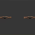 Two Long Swords with Metal Blades Red and Gold Decorative Hilts on Black Background