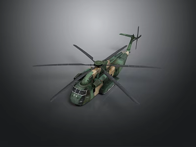 Realistic Military Camouflage Helicopter Model With Detailed Rotor Blades And Structure 3d model