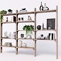 Modern Bookshelf Bookcase Display Rack Decorative Rack Storage Rack Decorative Ornaments Books Green Planting 3d model