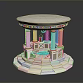 White Classical Structure With Round Roof Columns Stepped Base And Blue Center 3d model