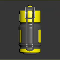 Yellow And Silver Cylindrical Tactical Weapon With Metal Components And Pull Ring Design 3d model