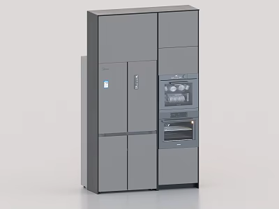 Modern Gray Vertical Multi Door Refrigerator Freezer With Storage Compartments And Sleek Design 3d model