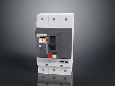Modern Electrical Circuit Breaker Device With Switch Button And Red Indicator 3d model