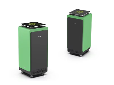 Two Green And Black Daily Electrical Appliances With Display Screen And Wheels 3d model