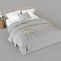 Modern Double Bed With Light Gray Bedding Soft Pillows And Headboard Design 3d model