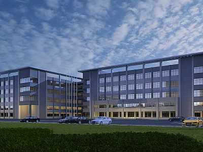Aerial View Planning of Modern Commercial Building With Multiple Windows Parking Lot and Surrounding Greenery 3d model
