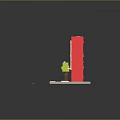 Red Multi story Urban Apartment Building With Light Windows Street Lampposts And Green Trees