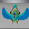 Mythical Decorative Beetle Figure With Blue Wings Gold Accents And Purple Gems