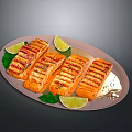 Grilled Salmon Fillets Plated with Lime Wedges Fresh Parsley and Black Pepper