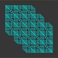 Turquoise Polygonal Mesh 3D Structure with Reflective Surface on Dark Background