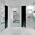 Modern Exhibition Hall Interior With Display Panels Information Graphics And Digital Screen 3d model