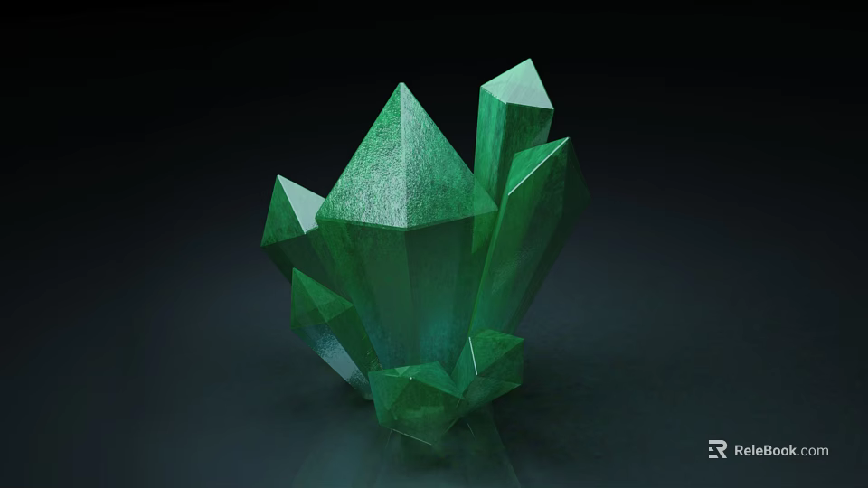 Elegant Green Crystal Cluster Decorative Ornament Set for Home Decor 3d model 