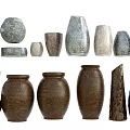 Ceramic Vessels Collection With Various Shapes Textures And Decorative Design Styles 3d model